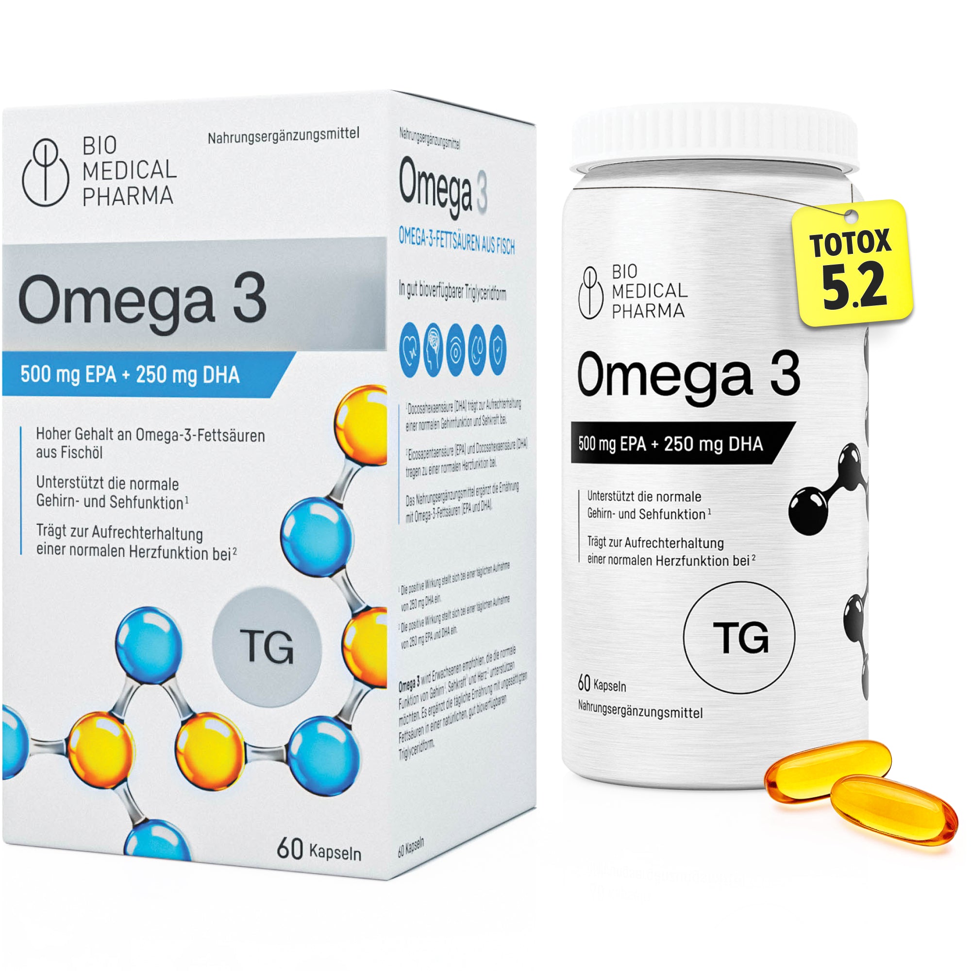 Bio Medical Pharma Omega-3 Capsules High Strength – 500 mg EPA + 250 mg DHA